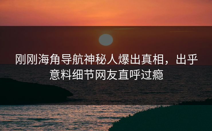 刚刚海角导航神秘人爆出真相，出乎意料细节网友直呼过瘾