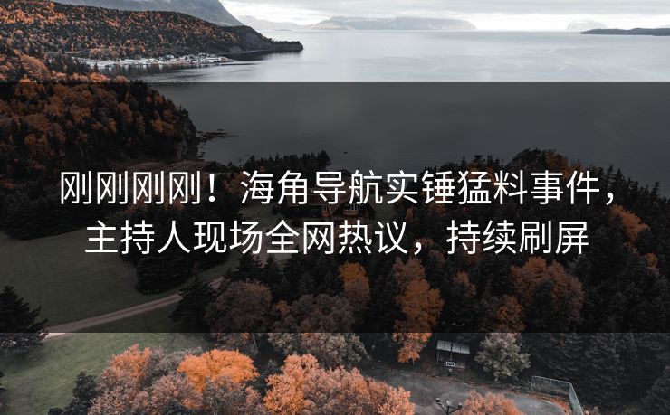 刚刚刚刚！海角导航实锤猛料事件，主持人现场全网热议，持续刷屏