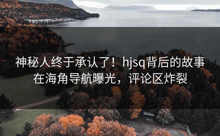 神秘人终于承认了！hjsq背后的故事在海角导航曝光，评论区炸裂
