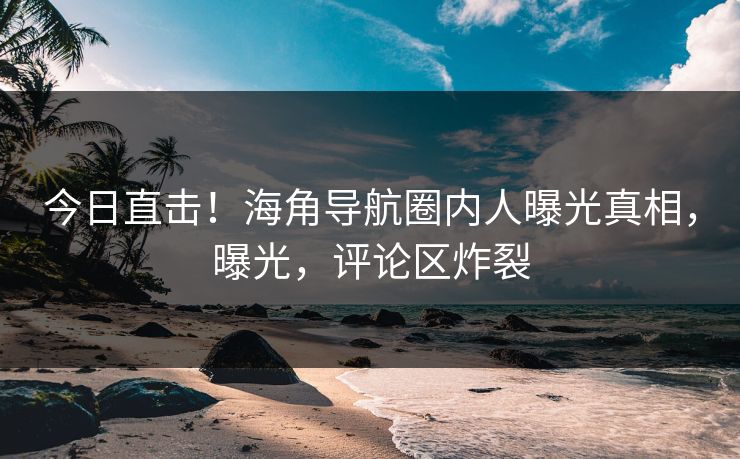 今日直击！海角导航圈内人曝光真相，曝光，评论区炸裂