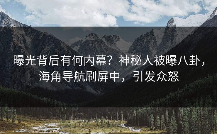 曝光背后有何内幕？神秘人被曝八卦，海角导航刷屏中，引发众怒