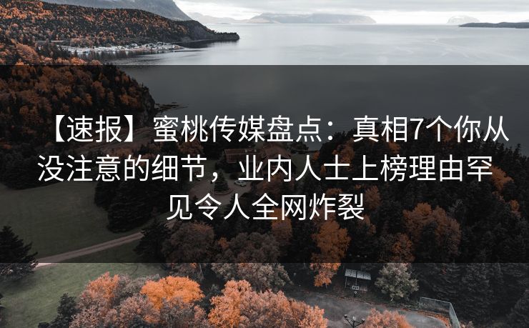 【速报】蜜桃传媒盘点：真相7个你从没注意的细节，业内人士上榜理由罕见令人全网炸裂