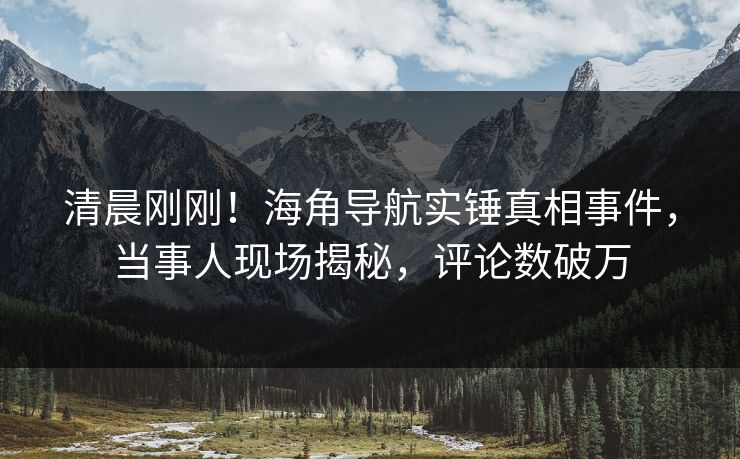 清晨刚刚！海角导航实锤真相事件，当事人现场揭秘，评论数破万