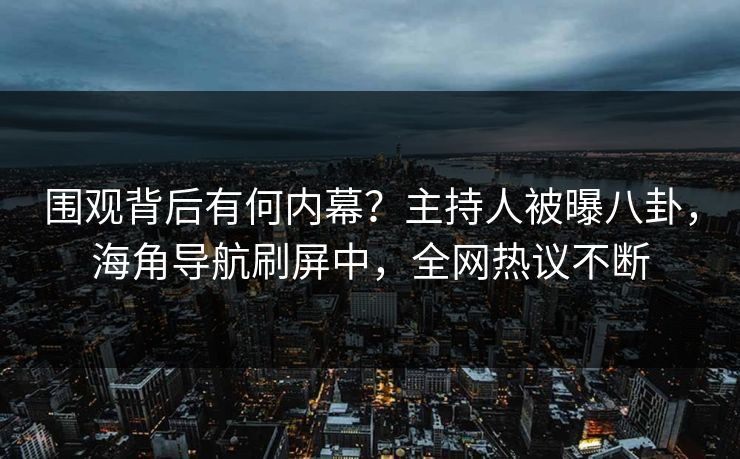 围观背后有何内幕？主持人被曝八卦，海角导航刷屏中，全网热议不断